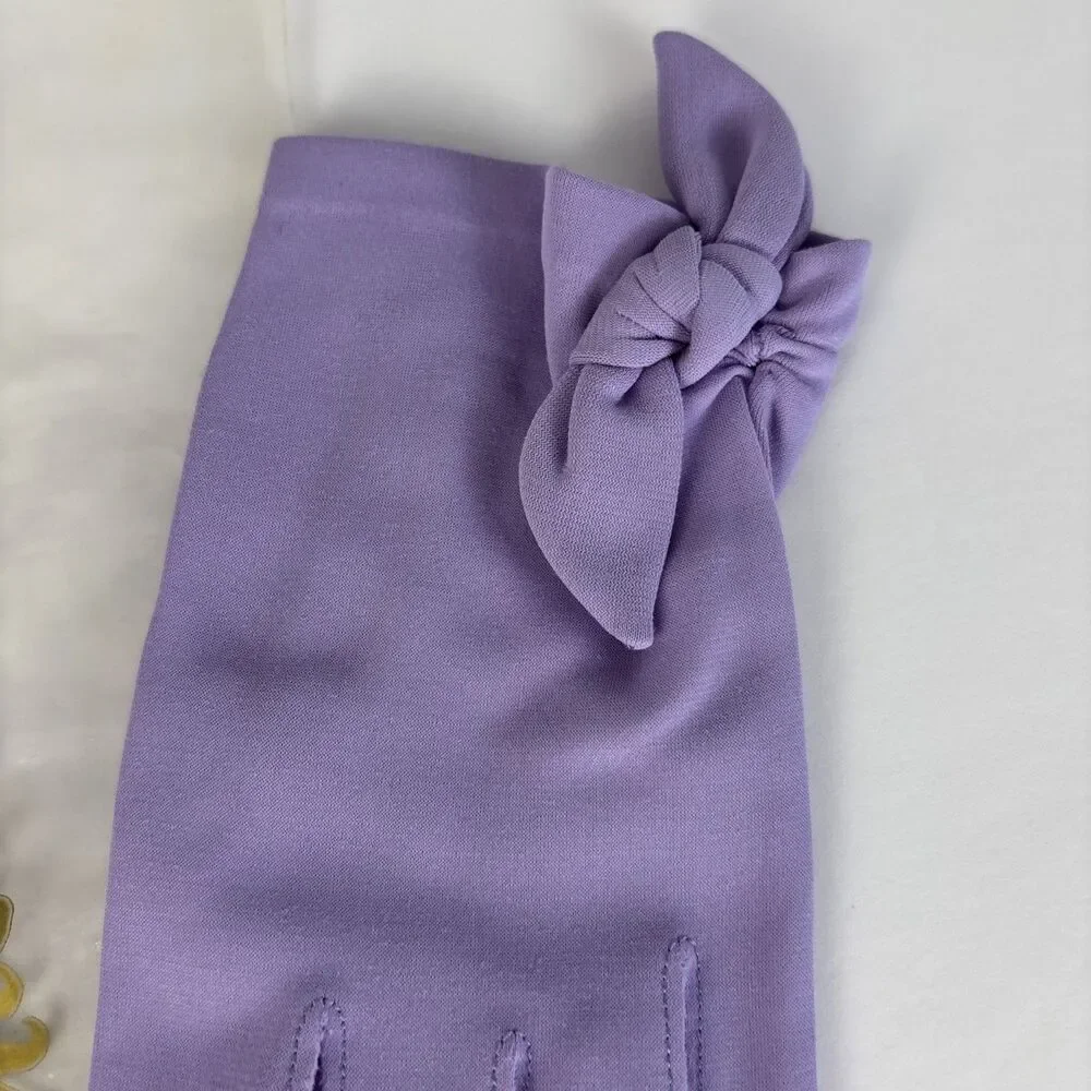 VTG Crescendoe Purple Gloves Wrist Knot Size B 7 7 1/2